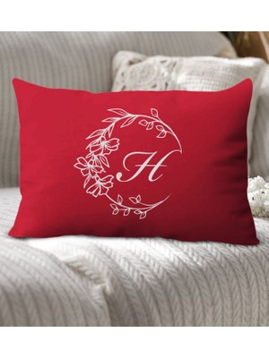 Bk Gift Kişiye Özel Harfli Premium Kumaş Kırmızı Dikdörtgen Yastık Kılıfı-4 (Sadece Yastık Kılıfı), Ev Dekorasyonu