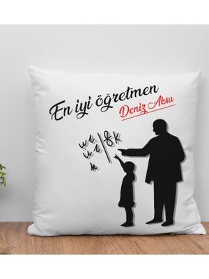 Bk Gift Kişiye Özel Öğretmenler Günü Beyaz Kırlent Yastık- 5, Öğretmene Hediye, Öğretmenler Günü