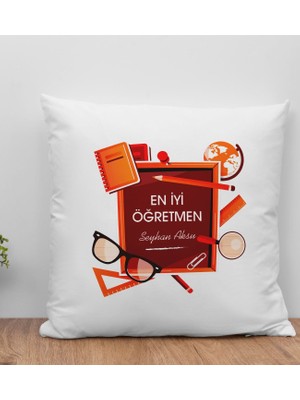 Bk Gift Kişiye Özel Öğretmenler Günü Beyaz Kırlent Yastık- 1, Öğretmene Hediye, Öğretmenler Günü