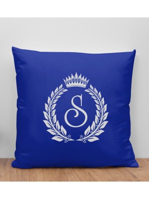 Bk Gift Kişiye Özel Harfli Premium Kumaş Saks Mavi Yastık Kılıfı-7 (Sadece Yastık Kılıfı), Ev Dekorasyonu