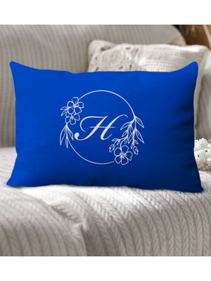Bk Gift Kişiye Özel Harfli Premium Kumaş Saks Mavi Dikdörtgen Yastık Kılıfı-5 (Sadece Yastık Kılıfı), Ev Dekorasyonu