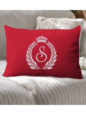 Bk Gift Kişiye Özel Harfli Premium Kumaş Kırmızı Dikdörtgen Kırlent Yastık-7, Arkadaşa Hediye, Ev Hediyesi, Doğum Günü Hediyesi