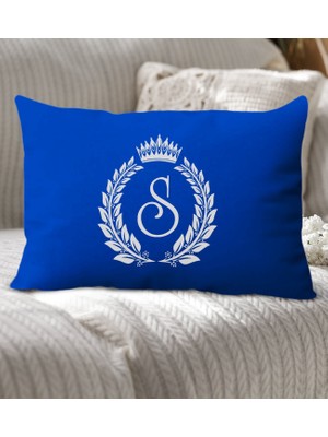 Bk Gift Kişiye Özel Harfli Premium Kumaş Saks Mavi Dikdörtgen Kırlent Yastık-7, Arkadaşa Hediye, Ev Hediyesi, Doğum Günü Hediyesi