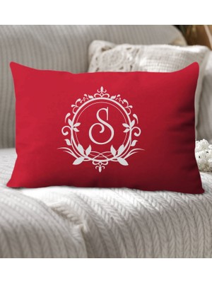 Bk Gift Kişiye Özel Harfli Premium Kumaş Kırmızı Dikdörtgen Yastık Kılıfı-3 (Sadece Yastık Kılıfı), Ev Dekorasyonu
