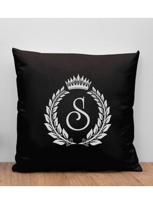 Bk Gift Kişiye Özel Harfli Premium Kumaş Siyah Kırlent Yastık-7, Arkadaşa Hediye, Ev Hediyesi, Doğum Günü Hediyesi
