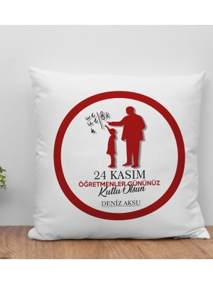Bk Gift Kişiye Özel Öğretmenler Günü Beyaz Kırlent Yastık- 9, Öğretmene Hediye, Öğretmenler Günü