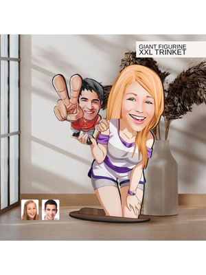 Bk Gift Kişiye Özel Sevgililer Karikatürlü Büyük Boy Ahşap Biblo-30 Arkadaşa Hediye , Sevgiliye Hediye, Kişiye Özel Biblolar