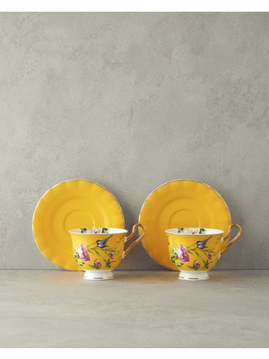 English Home Vanilla New Bone China Fincan Takımı 4 Parça 2 Kişilik Sarı