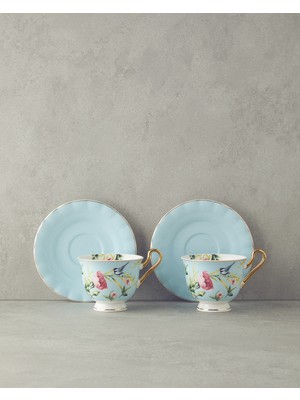 English Home Vanilla New Bone China Fincan Takımı 4 Parça 2 Kişilik Açık Mavi
