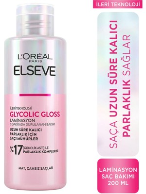 L'Oréal Paris Elseve Glycolic Gloss Parlaklığı Saça Mühürleyen Laminasyon 5 Dakikada Durulanan Bakım 200ML