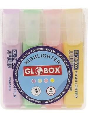 Globox Fosforlu Kalem 4'lü Pastel Renkler