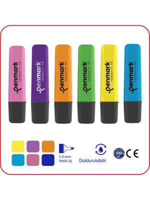 Penmark Fosforlu Kalem Neon 6 Renk