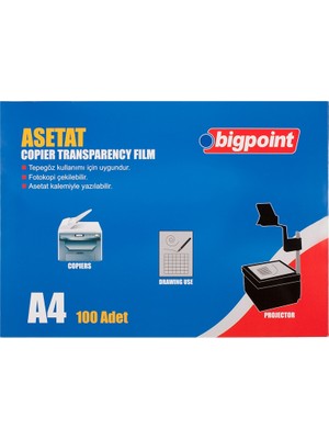 Bigpoint Fotokopi Asetatı A4 100 Mikron 100'lü Kutu