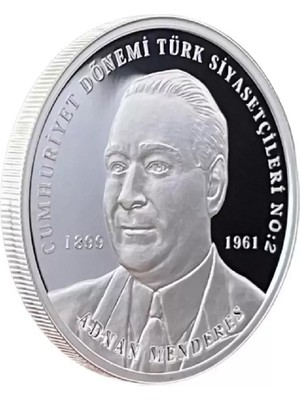 AgaKulche Adnan Menderes 2022 1 Ons 31.10 Gram Gümüş Sikke Coin (925)