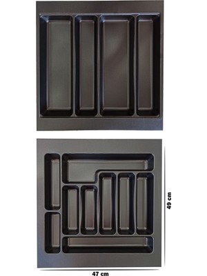 Gör Seç Görseç 2li Set 47X49 Düzenleyici Raf 47*49 Siyah Kepçelik , Kaşıklık (45X40 A Kesilebilir) Organizer Çeyiz