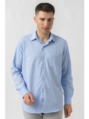 White Stone Koyu Mavi Regular Fit Normal Kalıp Kolay Ütülenen Cepli Pamuklu Gömlek