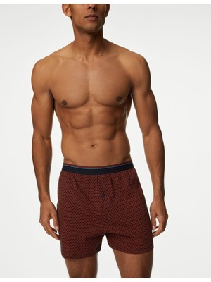 Marks & Spencer Saf Pamuklu 5'li Cool & Fresh™ Örme Boxer Seti