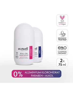 Ecowell Organik Roll-on Kadın + Erkek Set (2 X 75 ml) SET