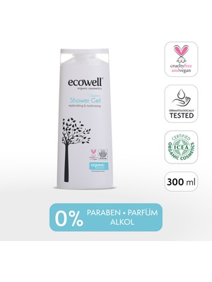 Ecowell Duş Jeli, Organik & Vegan Sertifikalı, Arındırıcı, Tazeleyici, Hipoalerjenik, Argan Mucizesi, 300ml