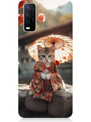 Teknomeg Vivo Y11S Uyumlu Geyşa Kıyafetli Kedi Desenli Silikon Kılıf