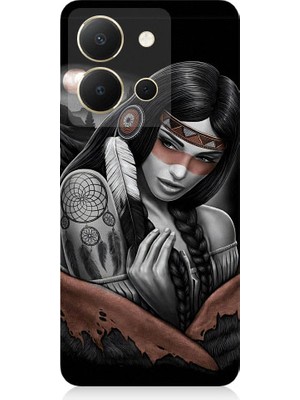 Teknomeg Vivo Y36 Uyumlu Kızılldereli Kız Dreamcatcher Desenli Silikon Kılıf