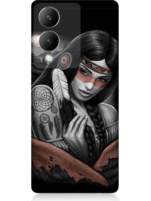 Teknomeg Vivo Y17S Uyumlu Kızılldereli Kız Dreamcatcher Desenli Silikon Kılıf