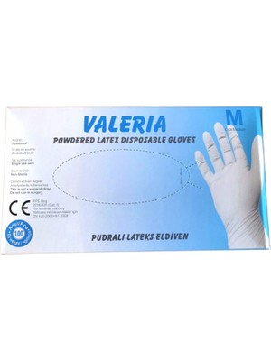 Valerıa Pudralı Medium Muayene Eldiveni (100'LÜK Kutu)