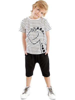 Denokids Sevimli Dino Erkek Çocuk T-Shirt Kapri Şort Takım