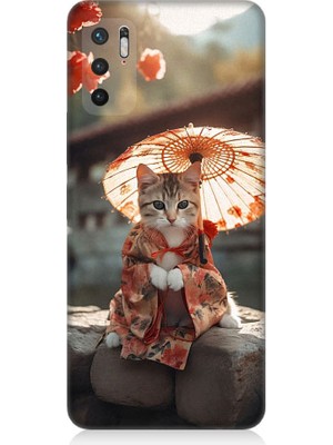Teknomeg Xiaomi Redmi Note 10 5g Uyumlu Geyşa Kıyafetli Kedi Desenli Silikon Kılıf