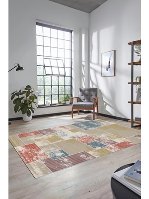 Evdeya Dijital Kaymaz Taban Yıkanabilir Patchwork Desen Yolluk Mutfak Salon Halısı, Patchwork-20-Renkli,