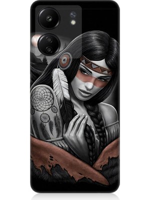 Teknomeg Xiaomi Redmi 13C Uyumlu Kızılldereli Kız Dreamcatcher Desenli Silikon Kılıf