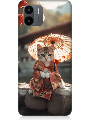 Teknomeg Xiaomi Redmi A1 Uyumlu Geyşa Kıyafetli Kedi Desenli Silikon Kılıf