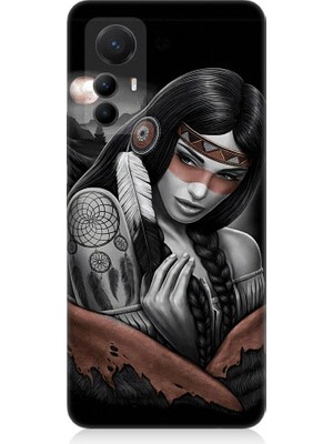 Teknomeg Xiaomi Mi 12 Pro Uyumlu Kızılldereli Kız Dreamcatcher Desenli Silikon Kılıf