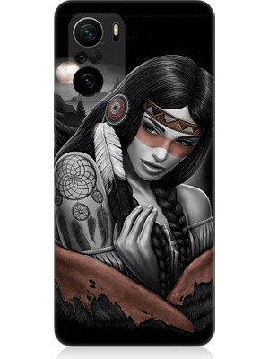 Teknomeg Xiaomi Poco F3 Uyumlu Kızılldereli Kız Dreamcatcher Desenli Silikon Kılıf