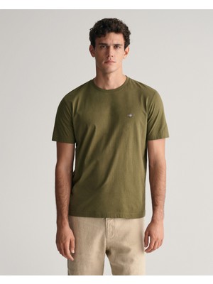 Gant Erkek Yeşil Regular Fit Bisiklet Yaka Logolu T-Shirt 2003184.301