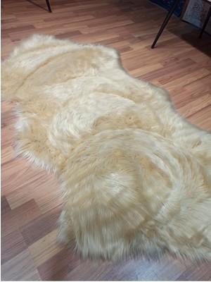 Evdeya Dolgun Uzun Tüylü Premium Kalite Kuzu Post Peluş Shaggy Halı, Kuzuçkcamel,