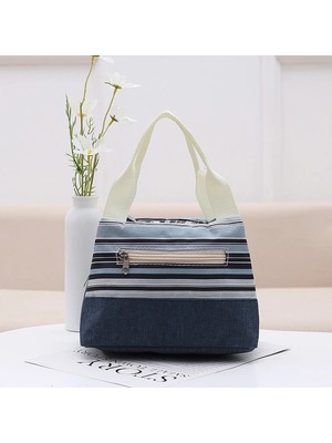 ZhuningShop3 E Stili Moda Çizgili Öğle Yemeği Çantası Kore Tarzı Kadın Yalıtımlı Öğle Yemeği Kutusu Çanta Termal Bento Kılıfı Tote Soğutucu Çanta Konteyner Çanta (Yurt Dışından)