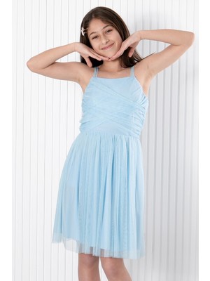 Modaviki Askılı Tül Abiye Bebe Mavi MDV932