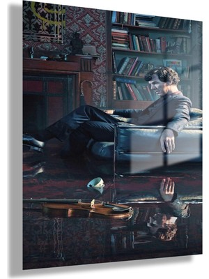 Gaagart Temperli Gerçek Cam Tablo Film Karakteri Sherlock Holmes