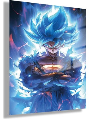 Gaagart Temperli Gerçek Cam Tablo Dragon Ball Goku Portresi