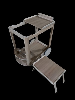 WStile Tekerli Servis Arabası Cilasız