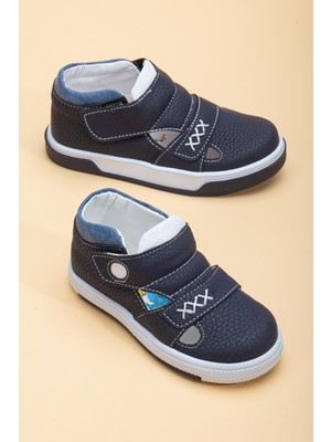 Dilimler Ayakkabı Şirinbebe Şiringenç Dikiş Detaylı İki Cırtlı Lacivert Erkek İlkadım Bebek Çocuk Ayakkabısı