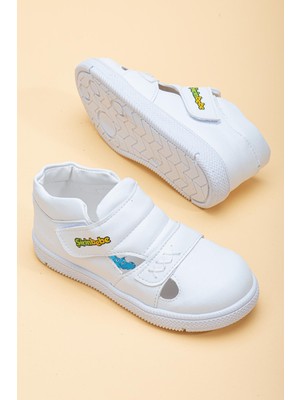 Dilimler Ayakkabı Şirinbebe Şiringenç Dikiş Detaylı İki Cırtlı Beyaz İlkadım Bebek Çocuk Ayakkabısı
