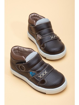 Dilimler Ayakkabı Şirinbebe Şiringenç Dikiş Detaylı Iki Cırtlı Kahverengi Erkek Ilkadım Bebek Çocuk Ayakkabısı