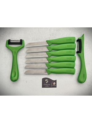 Solingen Işıltılı Meyve ve Sebze Bıçağı ve Soyacak 8'li Yeşil