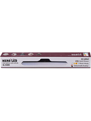 Hero LED 5W Şarjlı Dokunmatik Siyah LED Aplik - Sarı / Gün Işığı / Beyaz