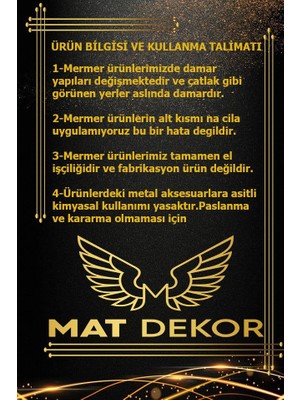 Mat Dekor matdekor Söz Tepsi Mermer Kanat Figürlü Doğal El Yapımı