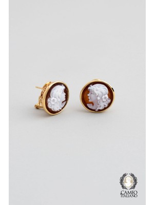 So CHIC Cameo Italıano 18 Ayar Sarı Altın Kaplama Gümüş Tasarım Küpe