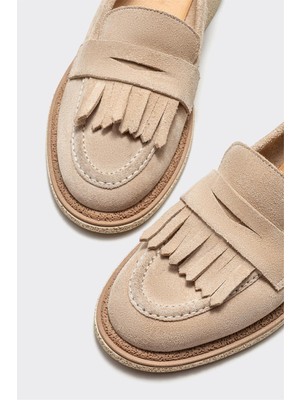 Elle Shoes Bej Deri Kadın Loafer