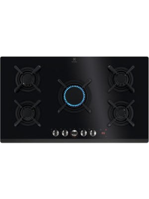 Electrolux Electrolüx KGG953753K Steppower Flamelight Verticalflame 90 cm Siyah Cam Gazlı Ocak